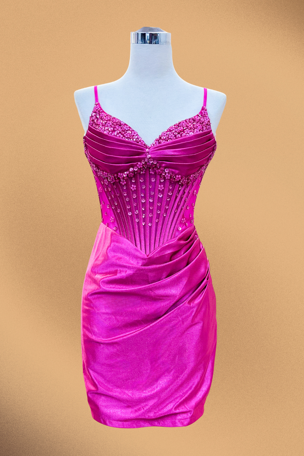 Beaded Short V-Neck Dress by Amelia Couture 9063S