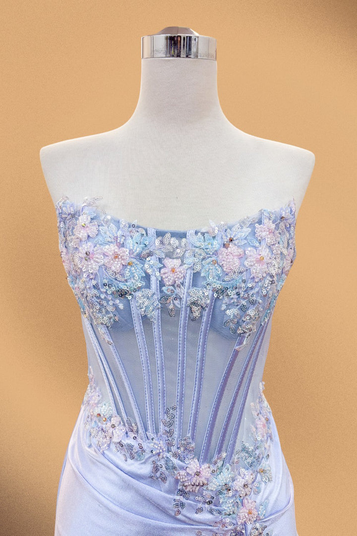 Applique Short Strapless Dress by Amelia Couture 9065S