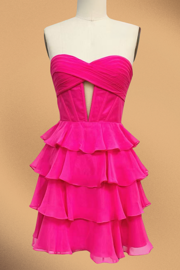 Short Strapless Tiered Dress by Amelia Couture 2063S