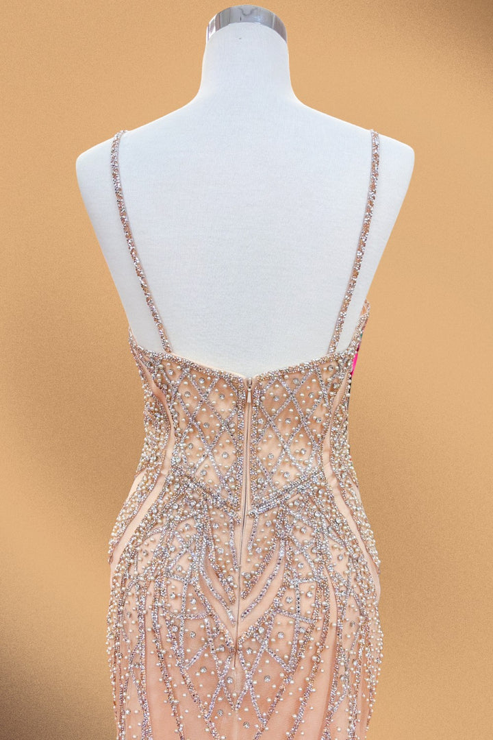 Pearl Beaded Sleeveless Gown by Amelia Couture 2132