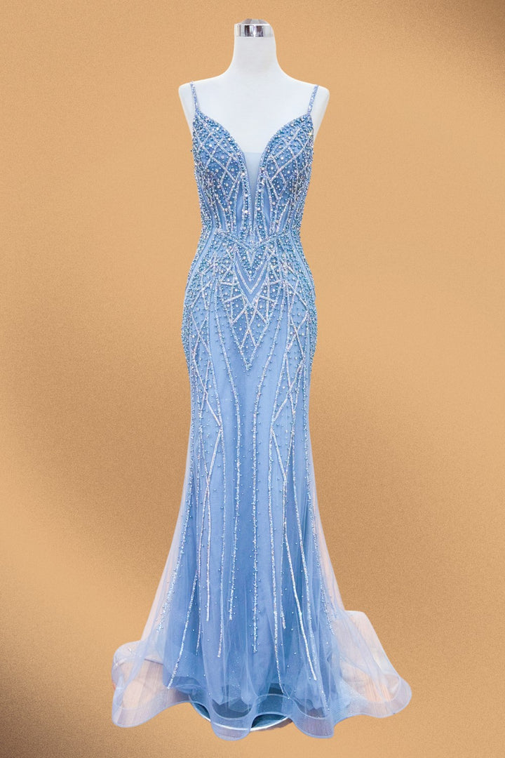Pearl Beaded Sleeveless Gown by Amelia Couture 2132