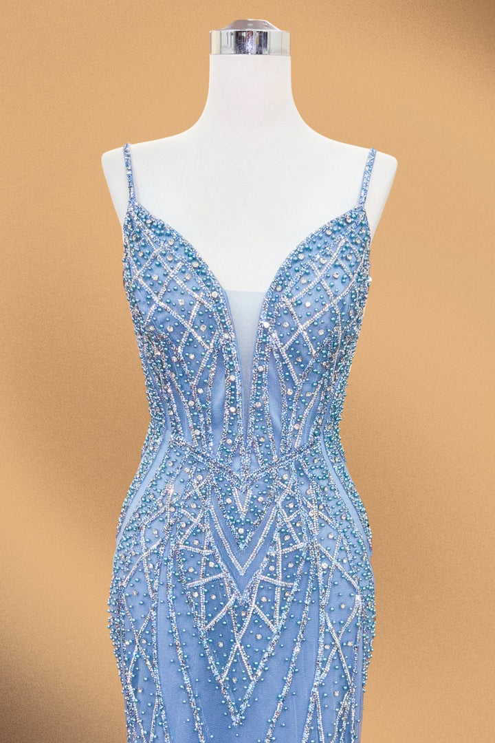 Pearl Beaded Sleeveless Gown by Amelia Couture 2132