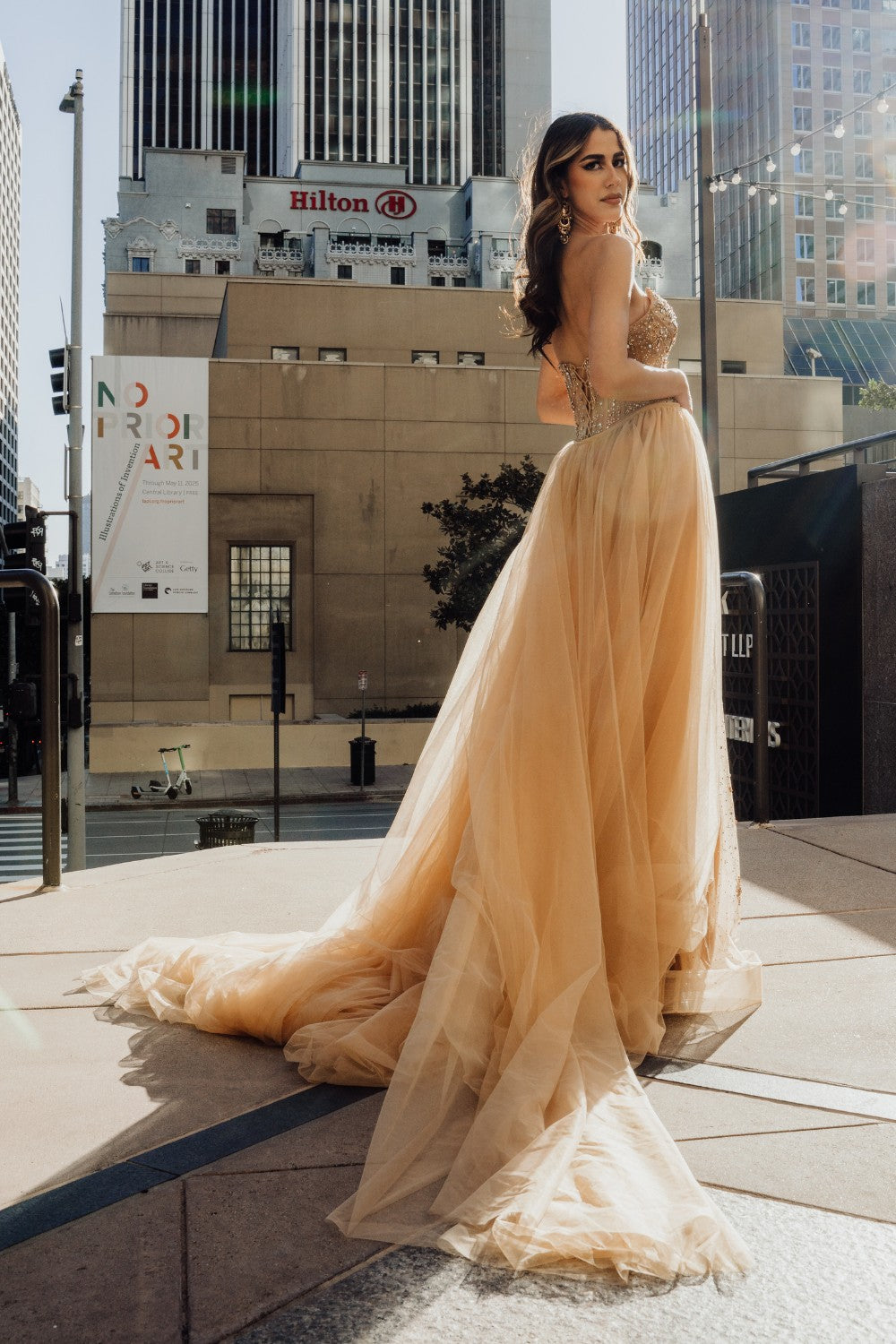 Beaded Strapless Slit Gown by Amelia Couture SU091