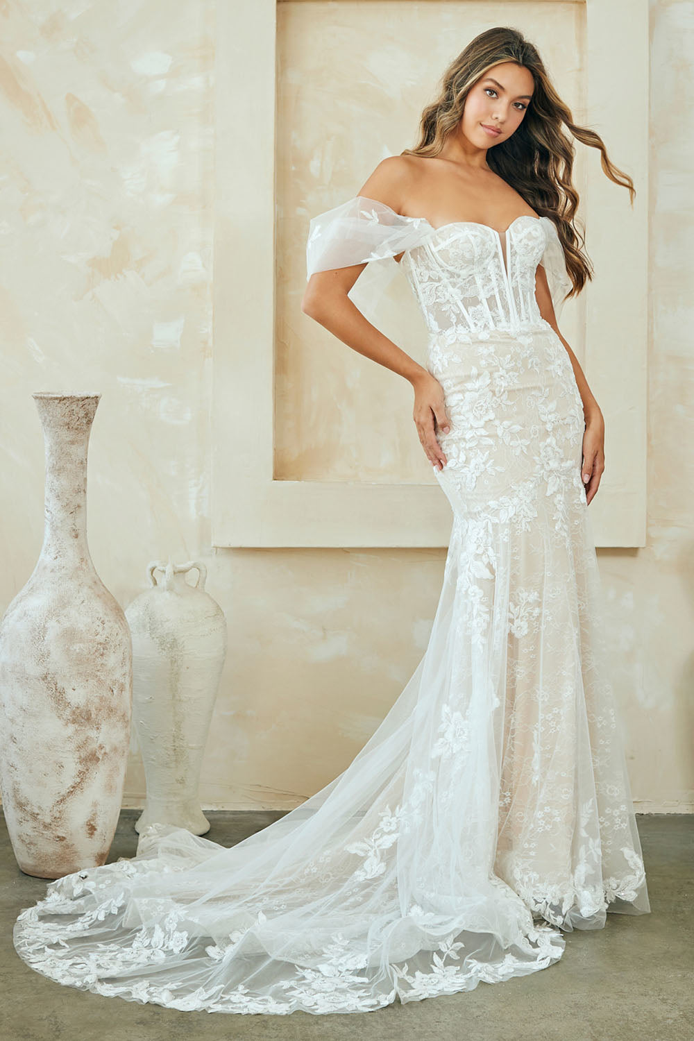 Off Shoulder Bridal Mermaid Dress by Amelia Couture WL0100