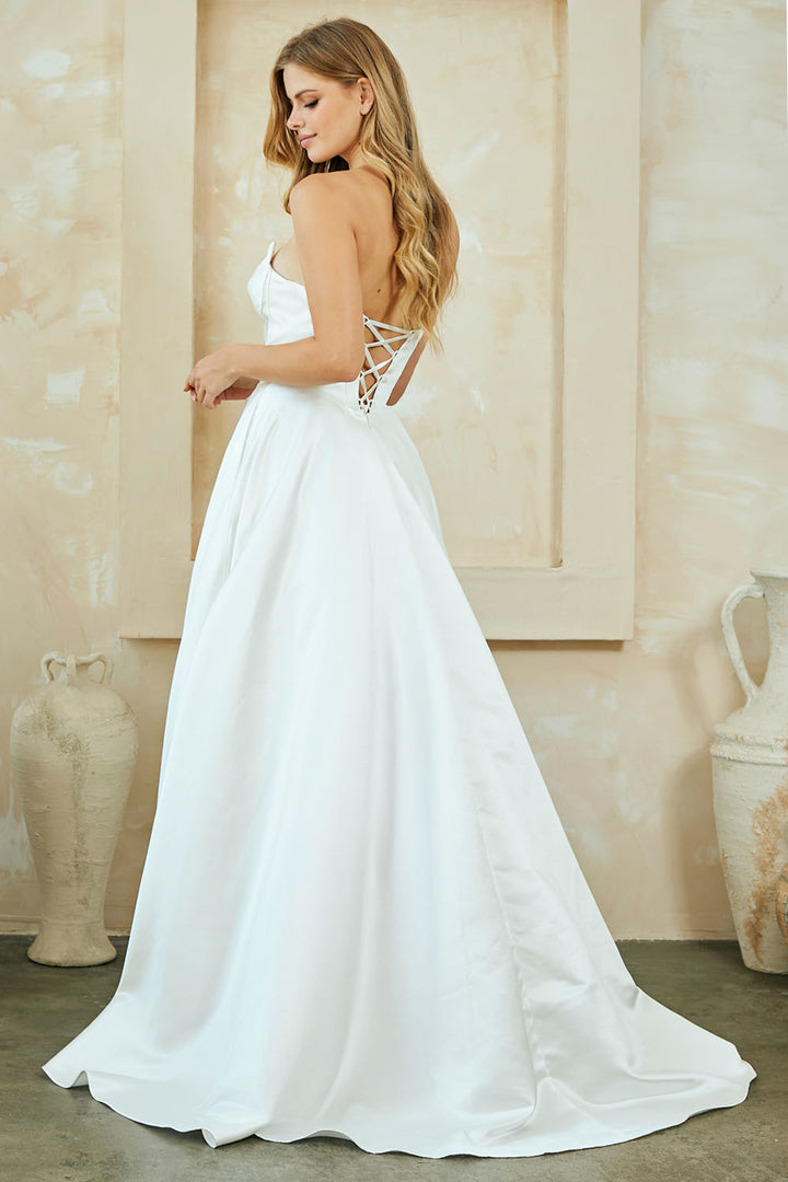 Satin Strapless A-line Gown by Amelia Couture 5080