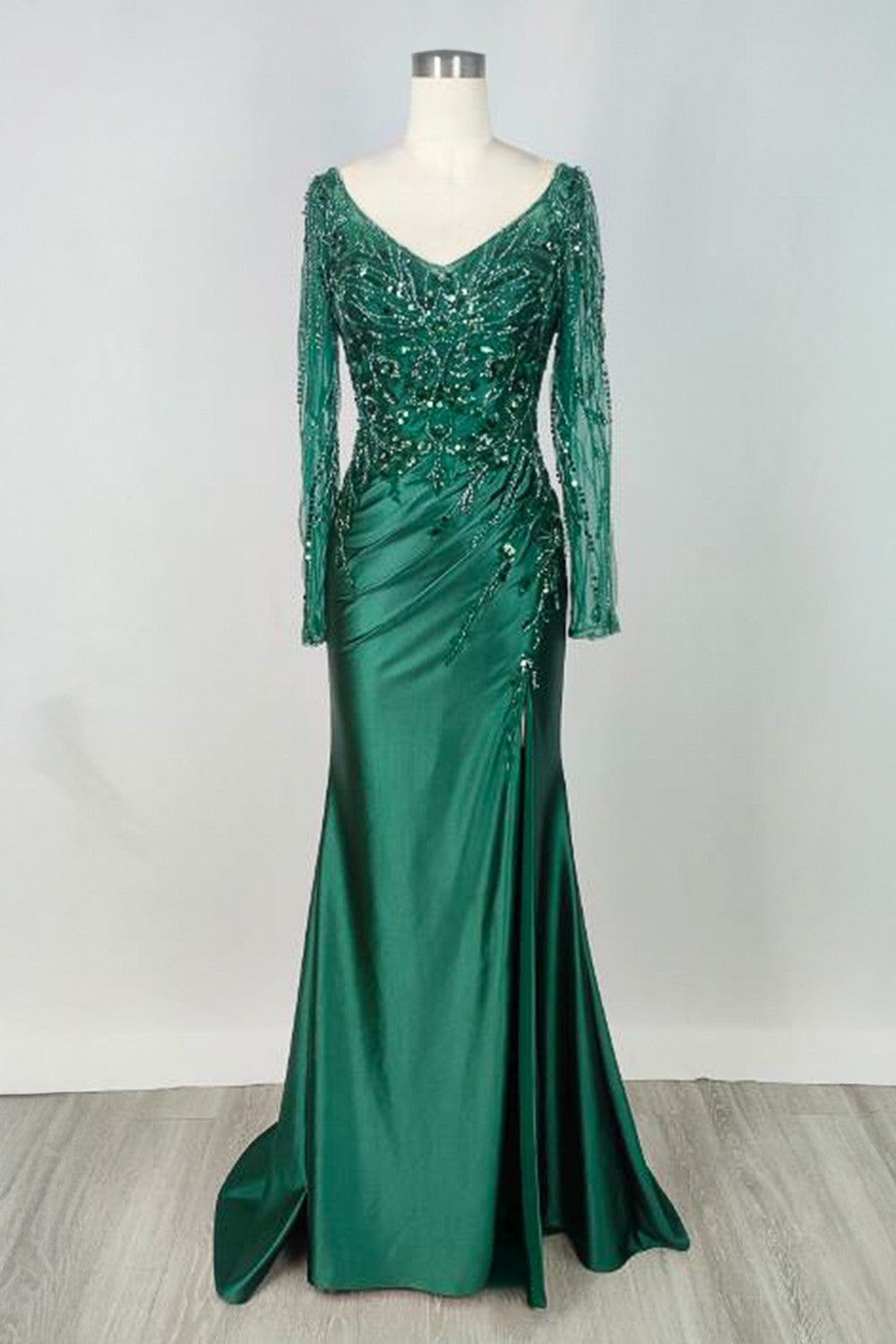 Long Sleeve V-Neck Gown by Amelia Couture JQ1102