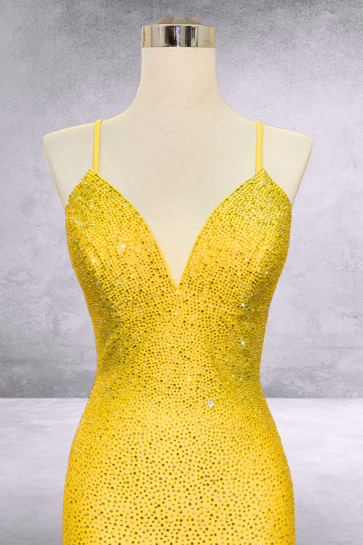 Heat Stone V-Neck Mermaid Gown by Amelia Couture 3018