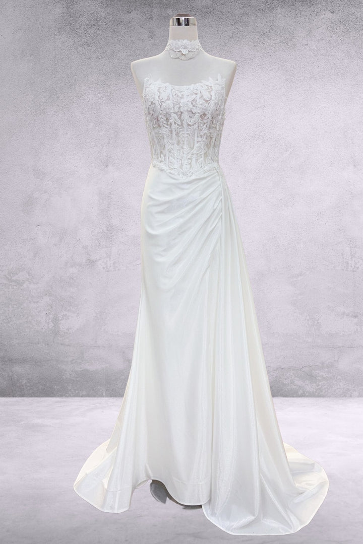 Applique Strapless Gown by Amelia Couture 2075