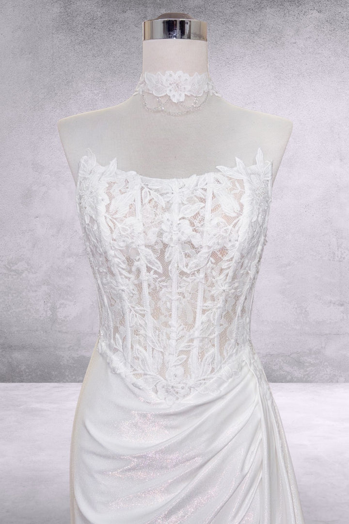Applique Strapless Gown by Amelia Couture 2075