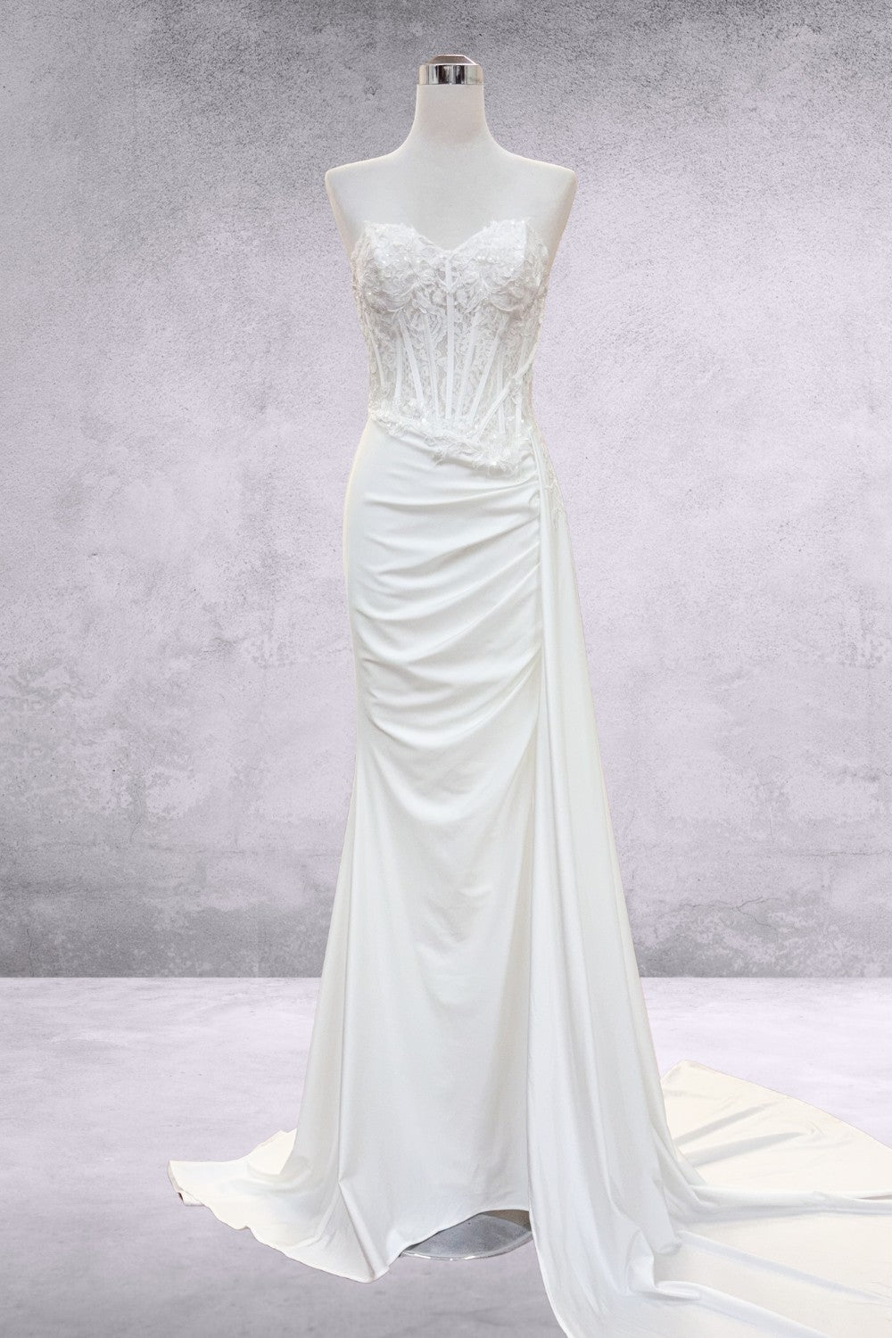 Applique Strapless Slit Gown by Amelia Couture 2076