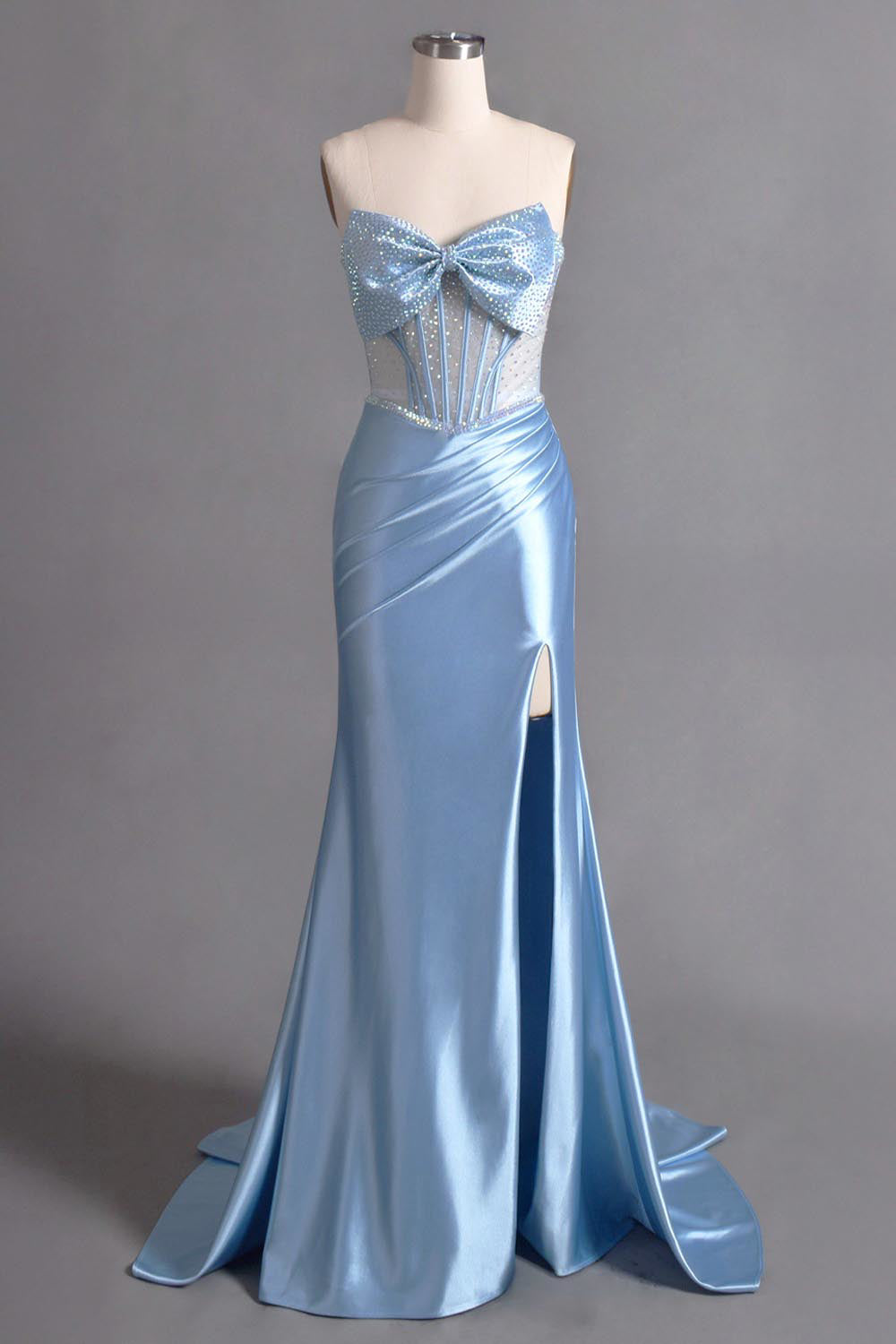 Beaded Strapless Slit Gown by Amelia Couture CC1200