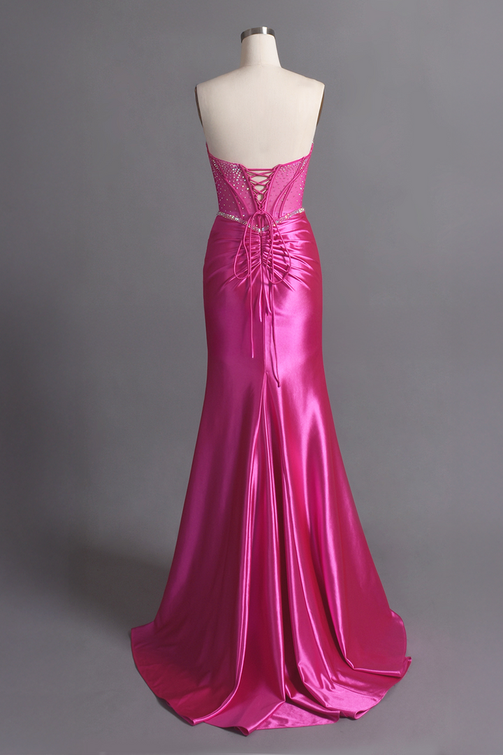 Beaded Strapless Slit Gown by Amelia Couture CC1200
