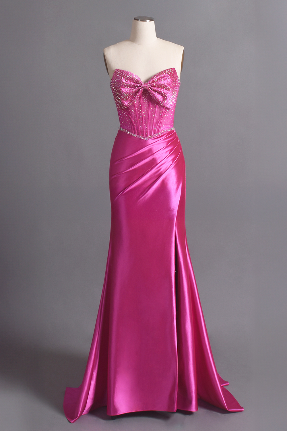 Beaded Strapless Slit Gown by Amelia Couture CC1200