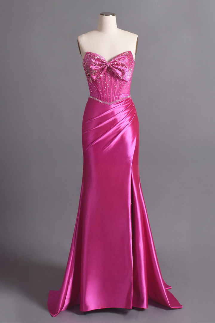 Beaded Strapless Slit Gown by Amelia Couture CC1200