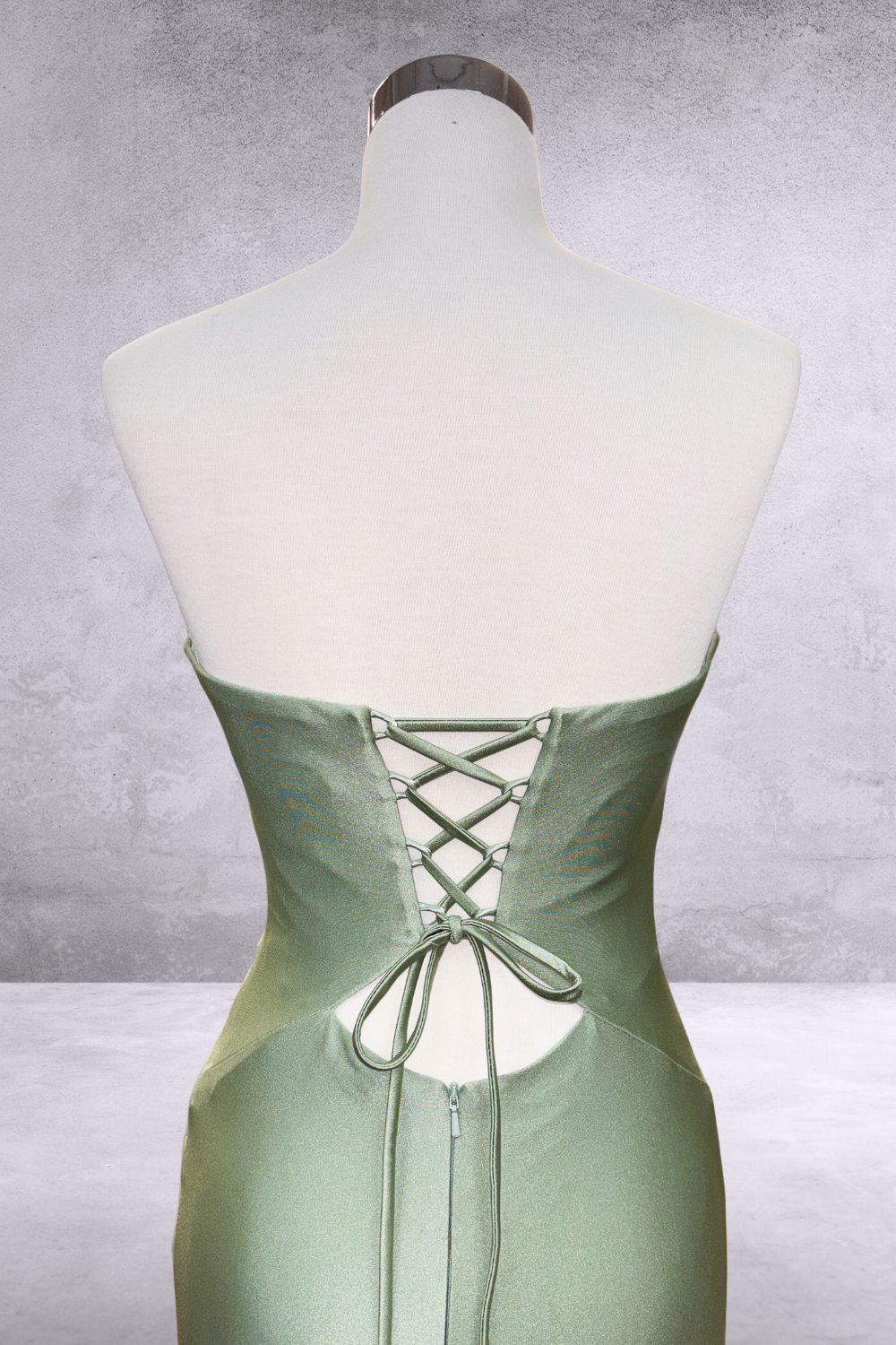 Satin Strapless Slit Gown by Amelia Couture 3102