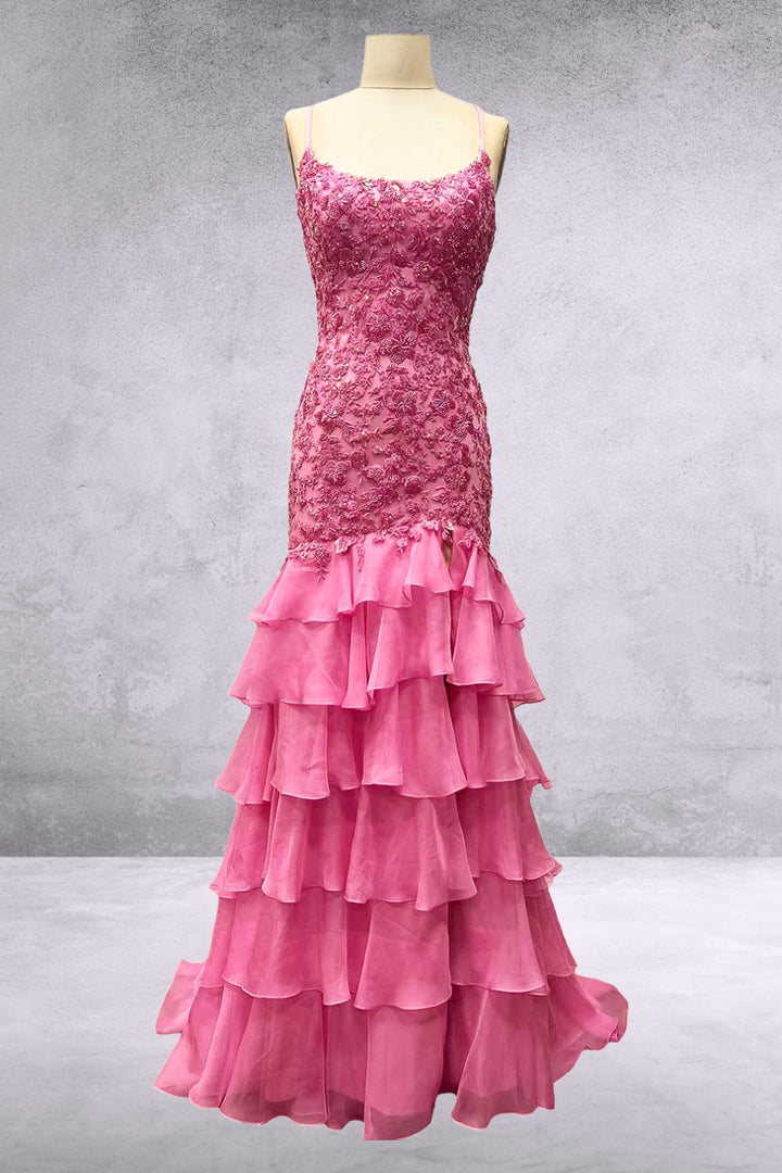 Applique Sleeveless Tiered Gown by Amelia Couture 7085