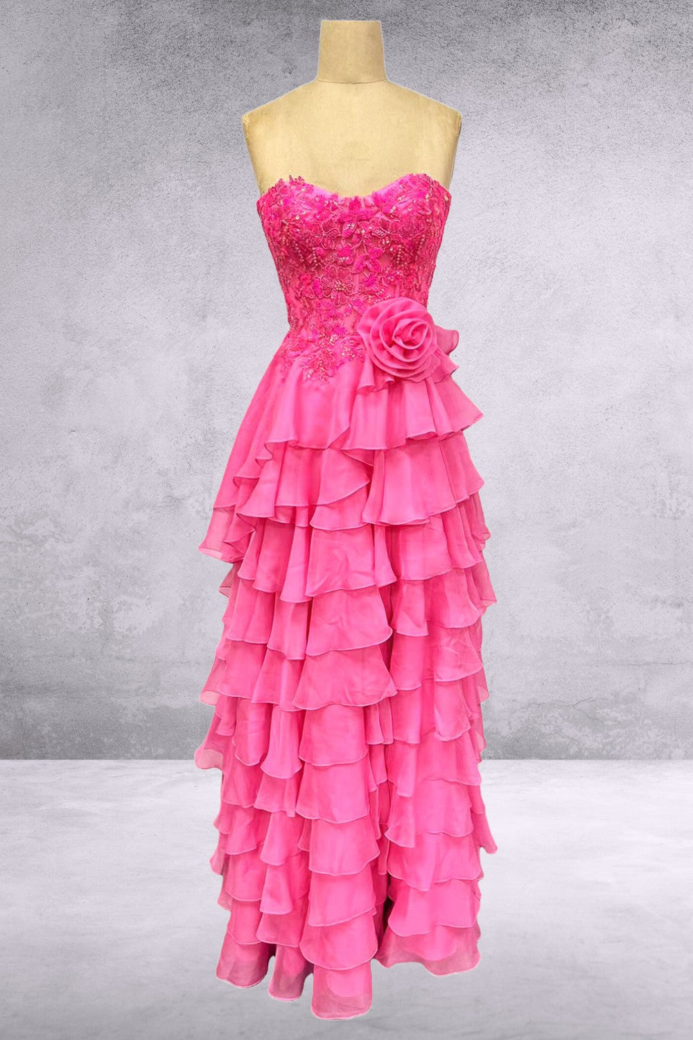 Strapless A-line Tiered Gown by Amelia Couture 7087