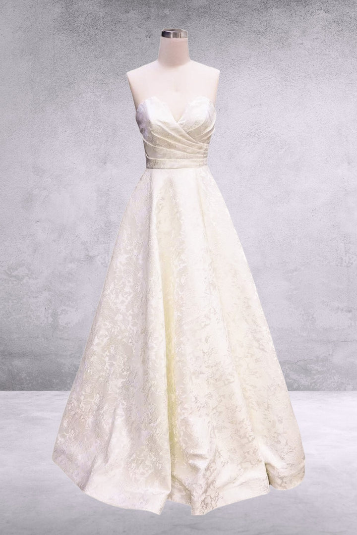 Brocade Strapless A-line Gown by Amelia Couture 8061