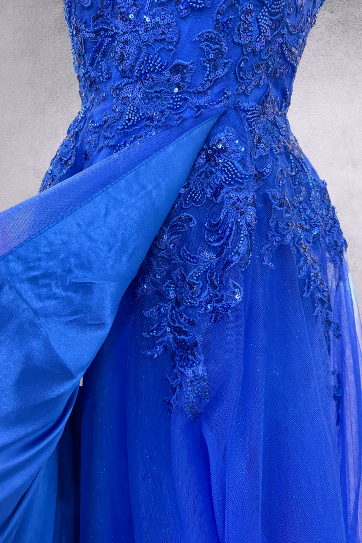 Applique V-Neck A-line Gown by Amelia Couture 9079