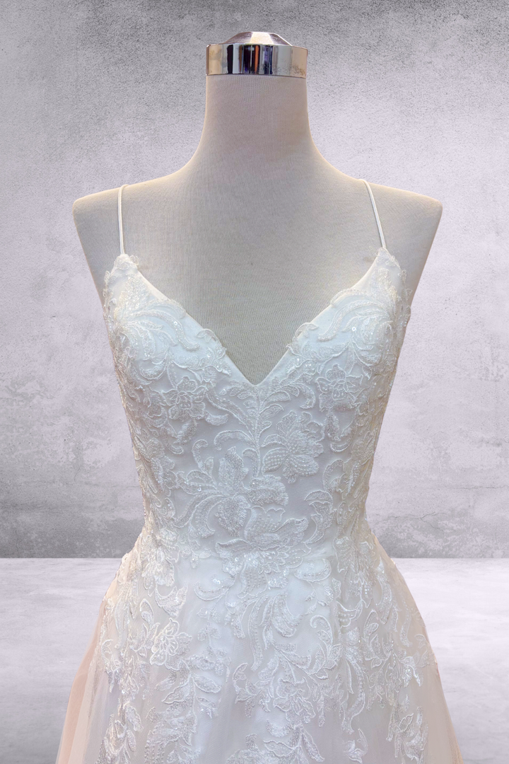 Applique V-Neck A-line Gown by Amelia Couture 9079