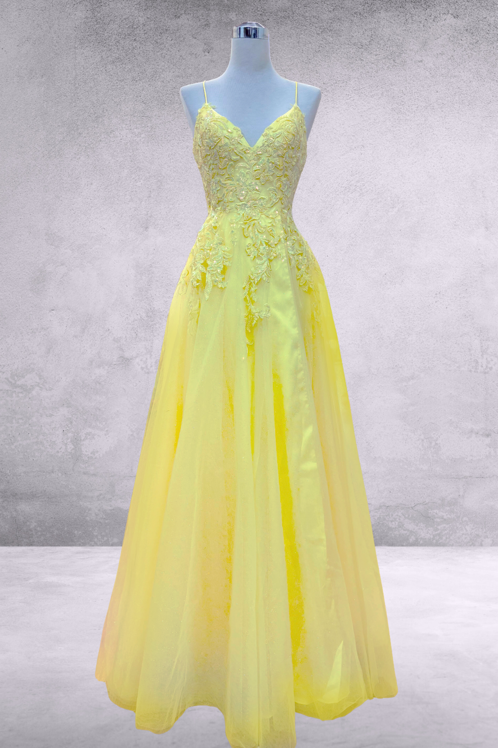 Applique V-Neck A-line Gown by Amelia Couture 9079
