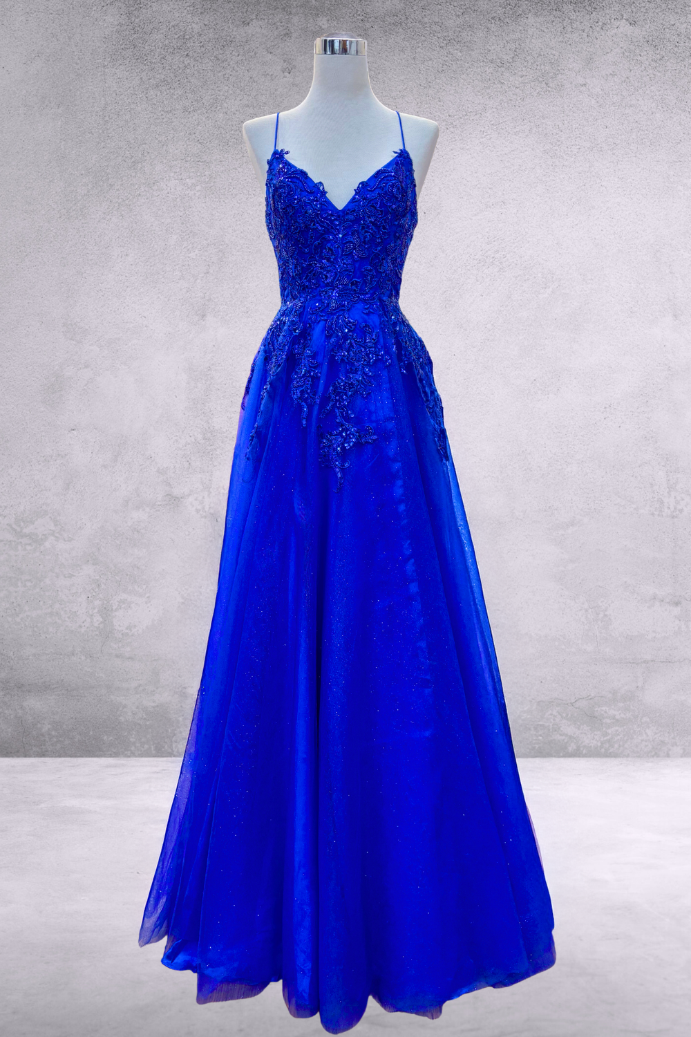 Applique V-Neck A-line Gown by Amelia Couture 9079