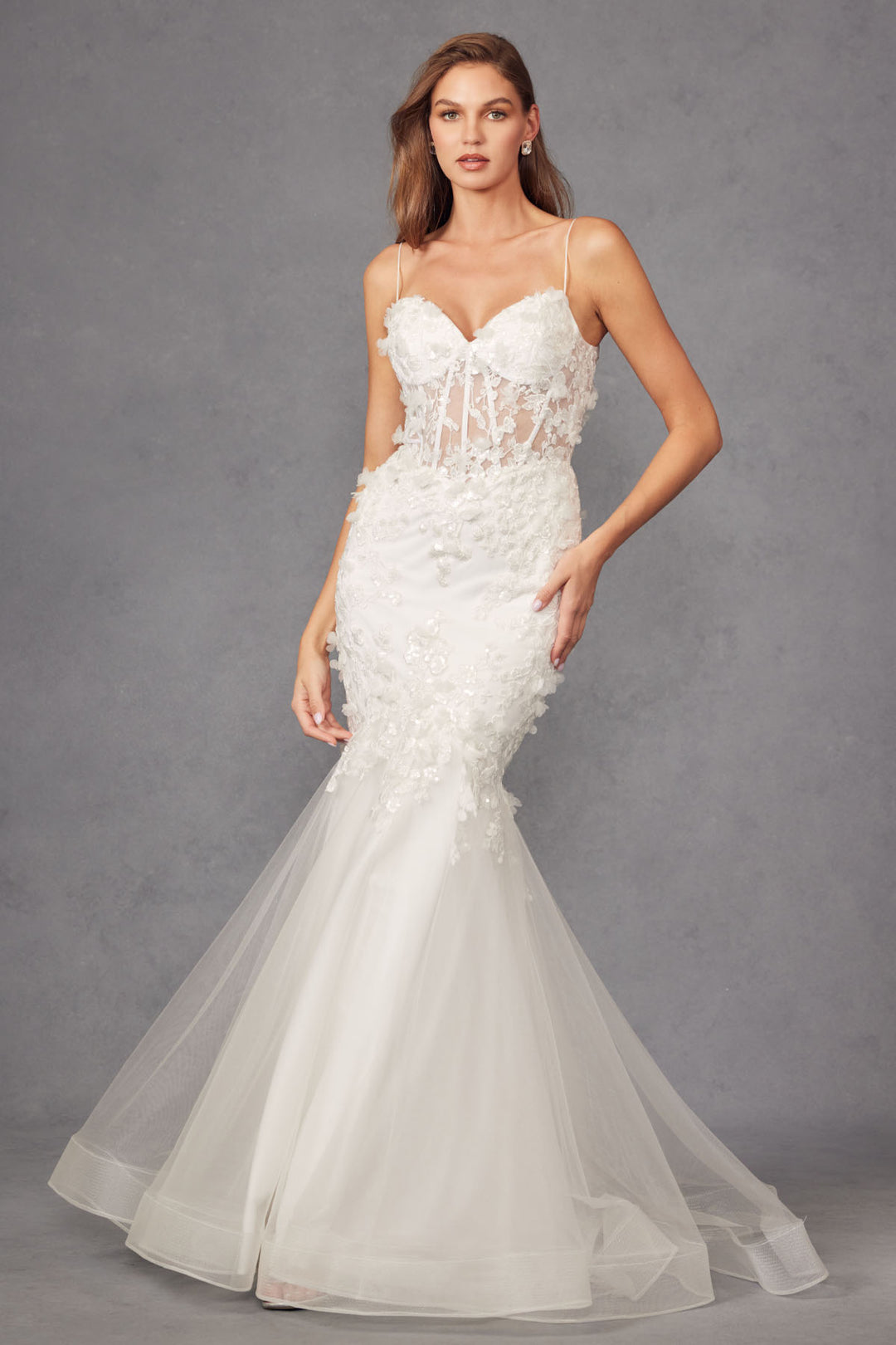 Applique Sleeveless Bridal Mermaid Dress by Juliet JT2469KW