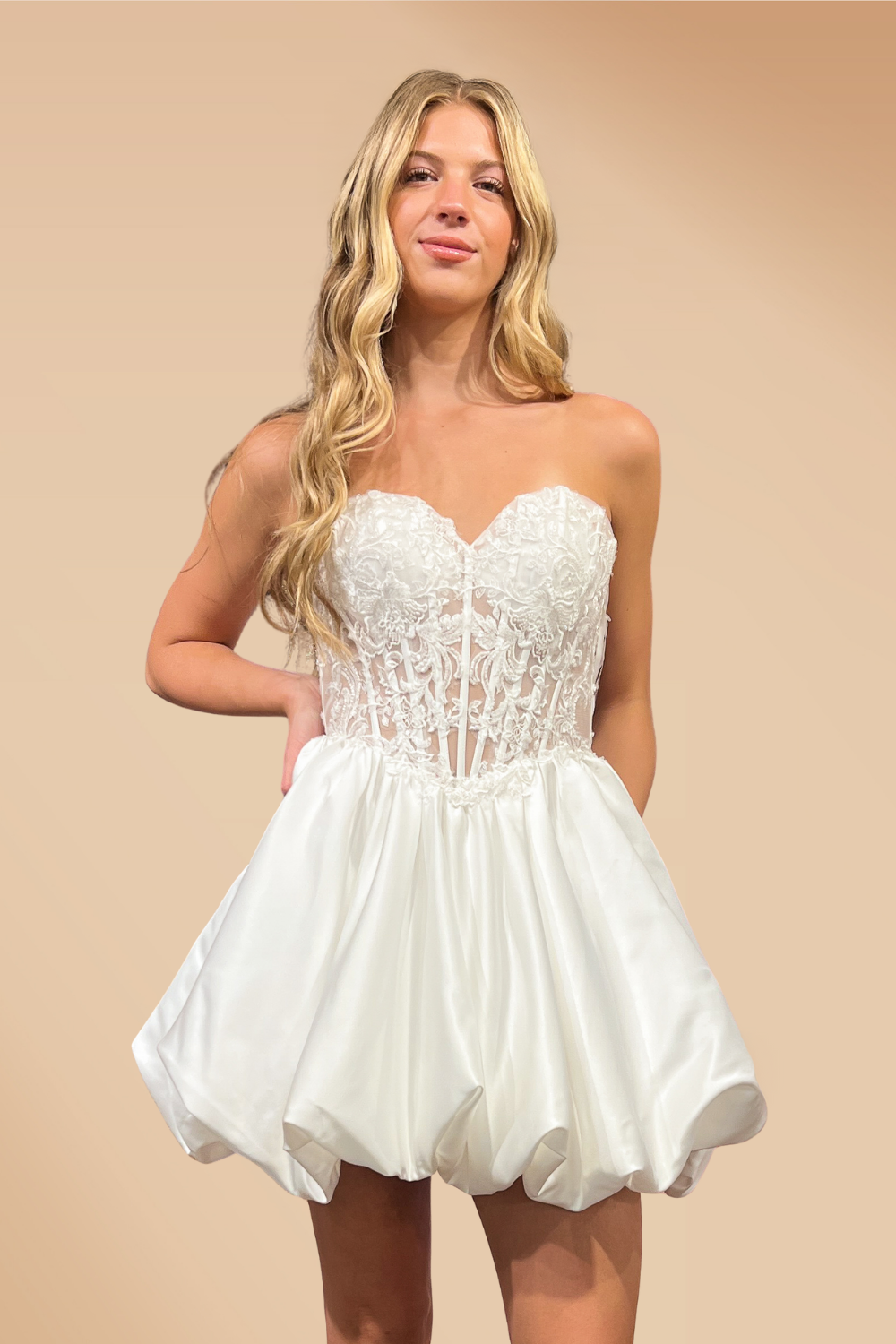 Applique Short Strapless Dress by Amelia Couture 5081S
