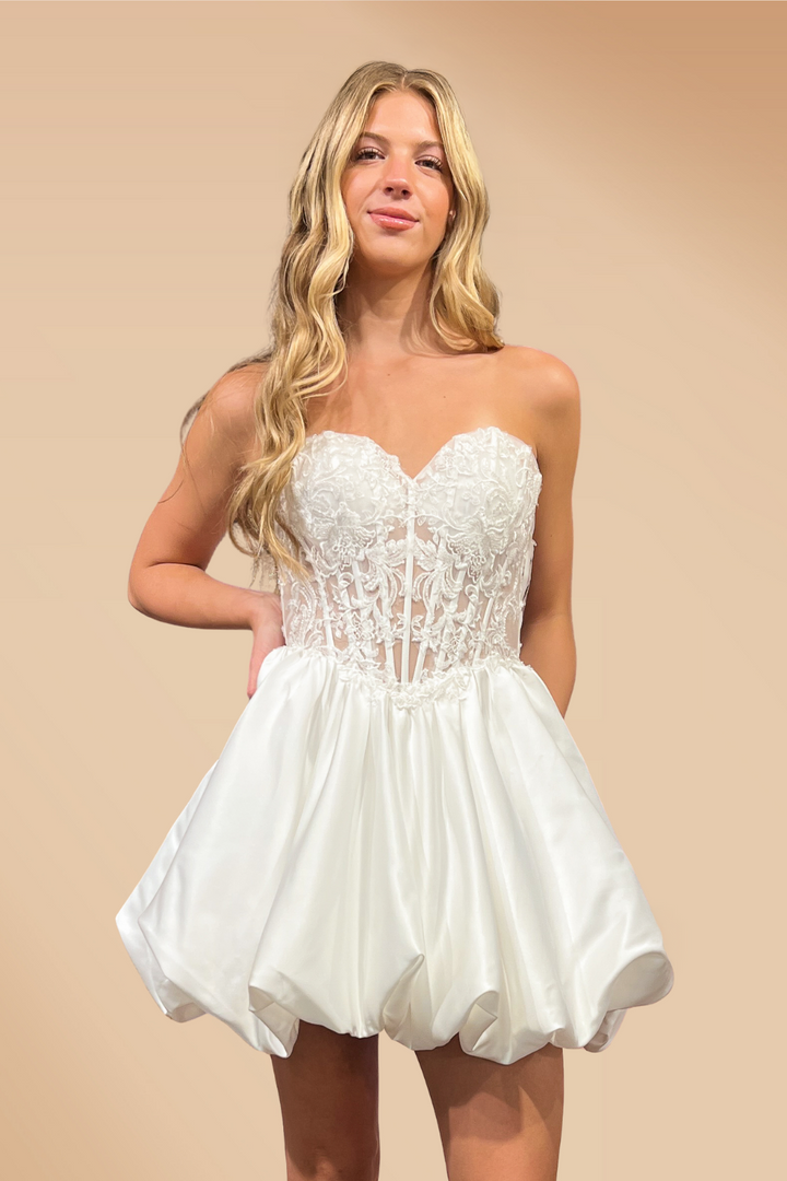 Applique Short Strapless Dress by Amelia Couture 5081S