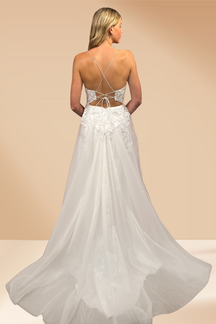 Applique V-Neck A-line Gown by Amelia Couture 9079
