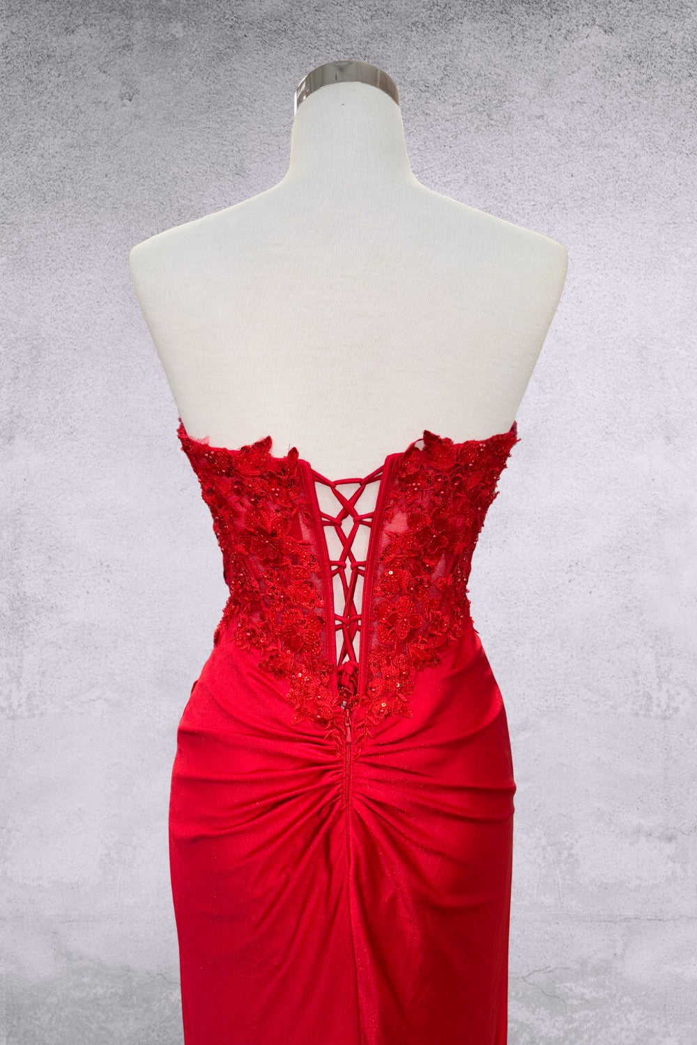 Applique Strapless Slit Gown by Amelia Couture 7083