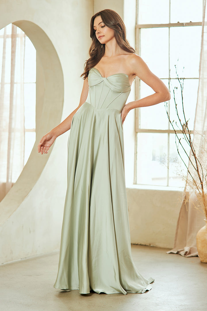 Strapless A-line Slit Gown by Amelia Couture 4053