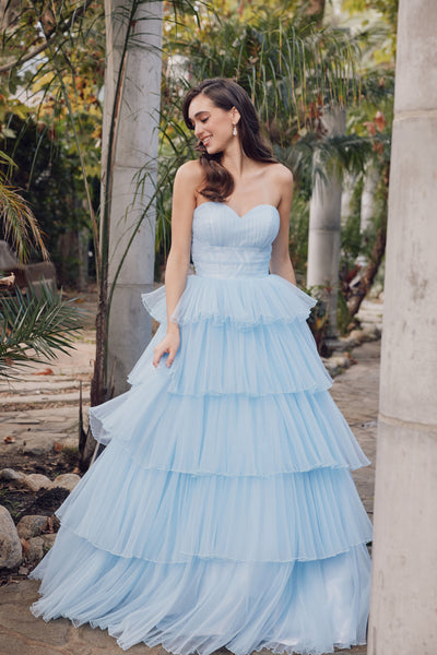 Strapless A-line Tiered Ruffled Gown by Juliet JT2452K