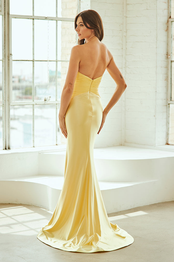 Strapless Choker Slit Gown by Amelia Couture 8055