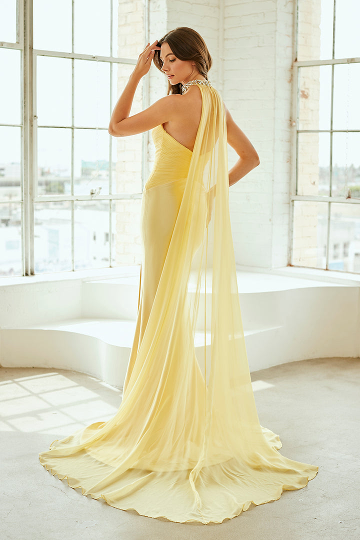 Strapless Choker Slit Gown by Amelia Couture 8055