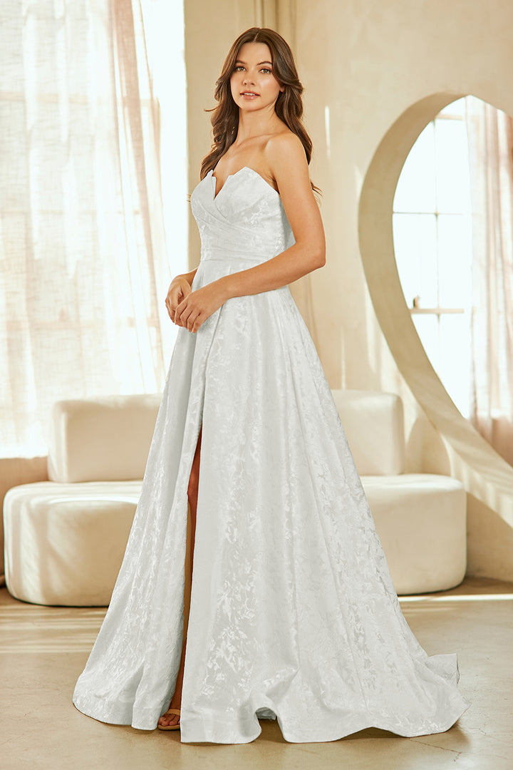 Brocade Strapless A-line Gown by Amelia Couture 8061