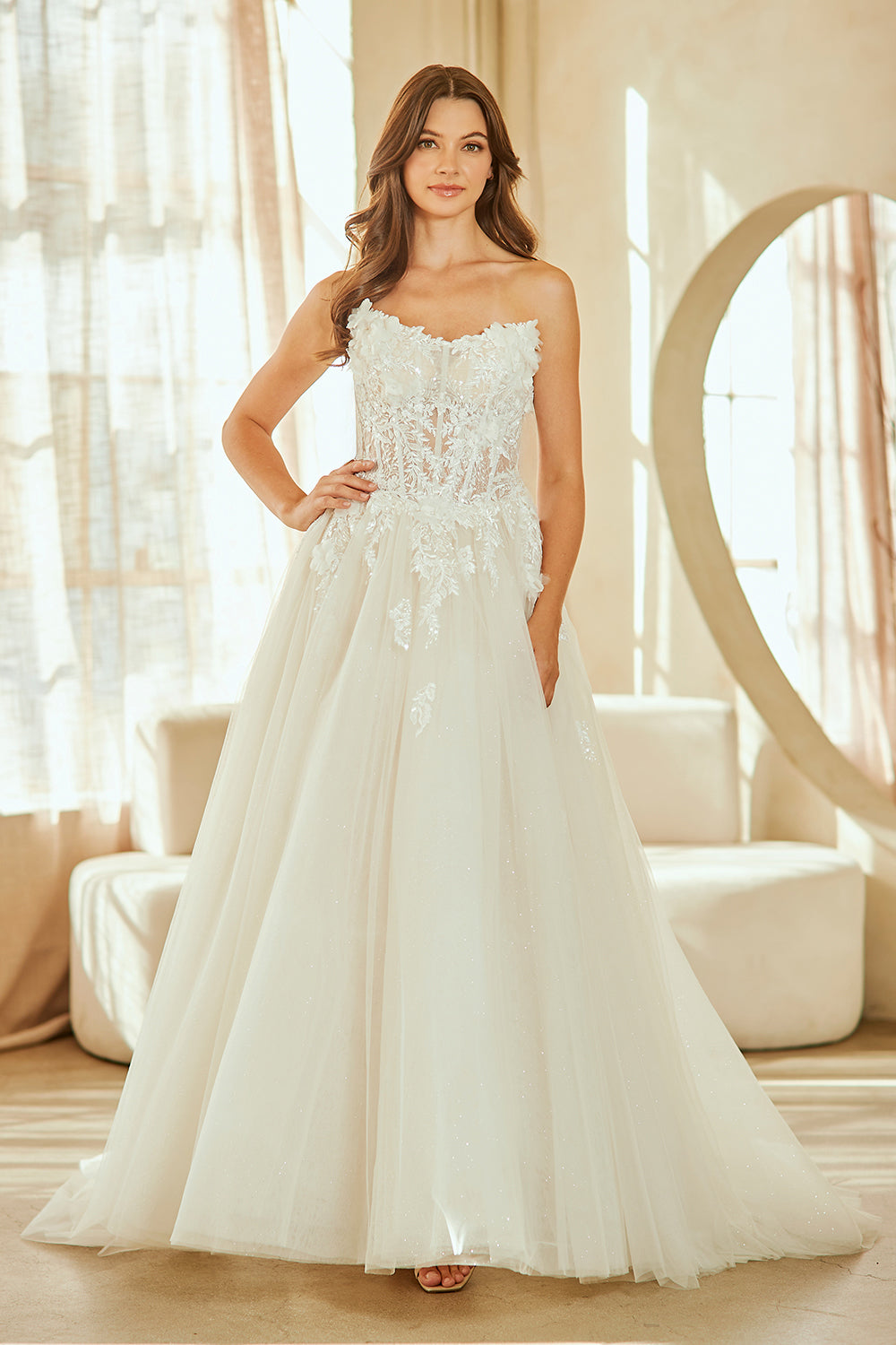 Applique Strapless Bridal Gown by Amelia Couture 2141