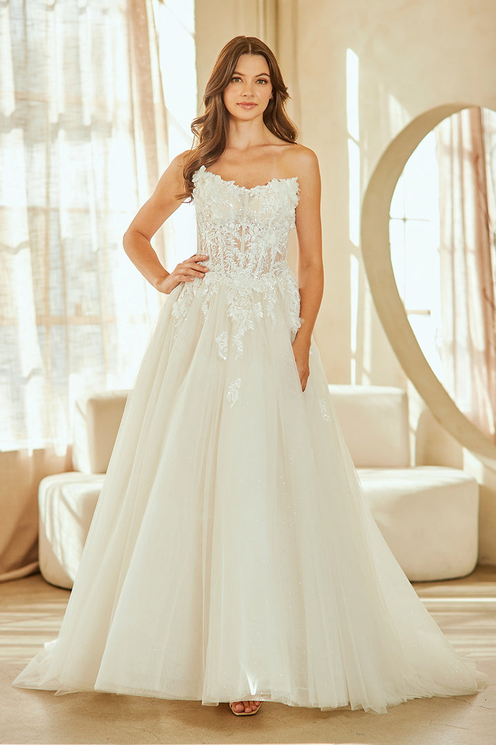 Applique Strapless Bridal Gown by Amelia Couture 2141