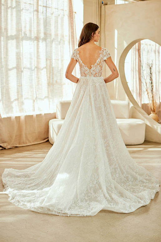Applique Short Sleeve Bridal Gown by Amelia Couture 2142