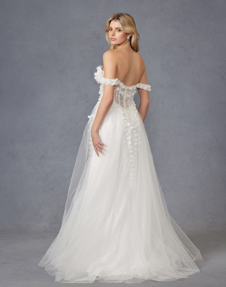 3D Floral Off Shoulder Bridal Gown by Juliet JT2483KW