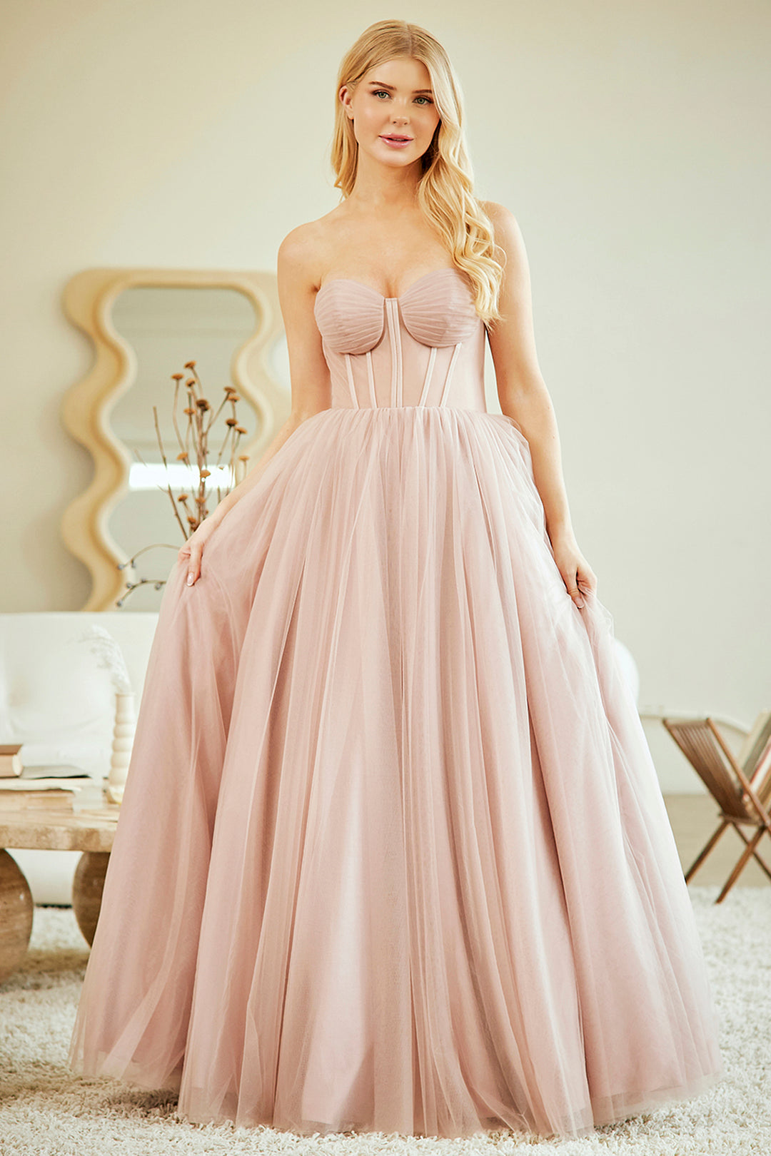 Strapless Corset A-line Gown by Amelia Couture 6202