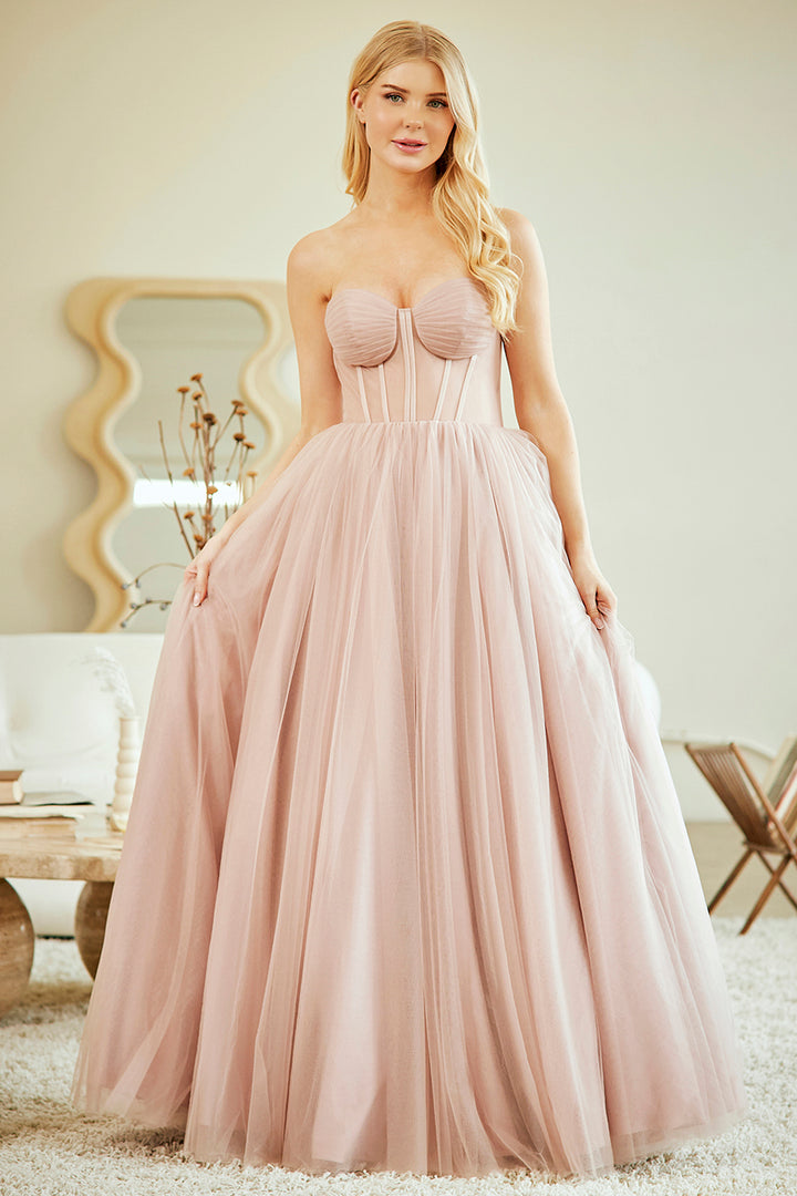 Strapless Corset A-line Gown by Amelia Couture 6202