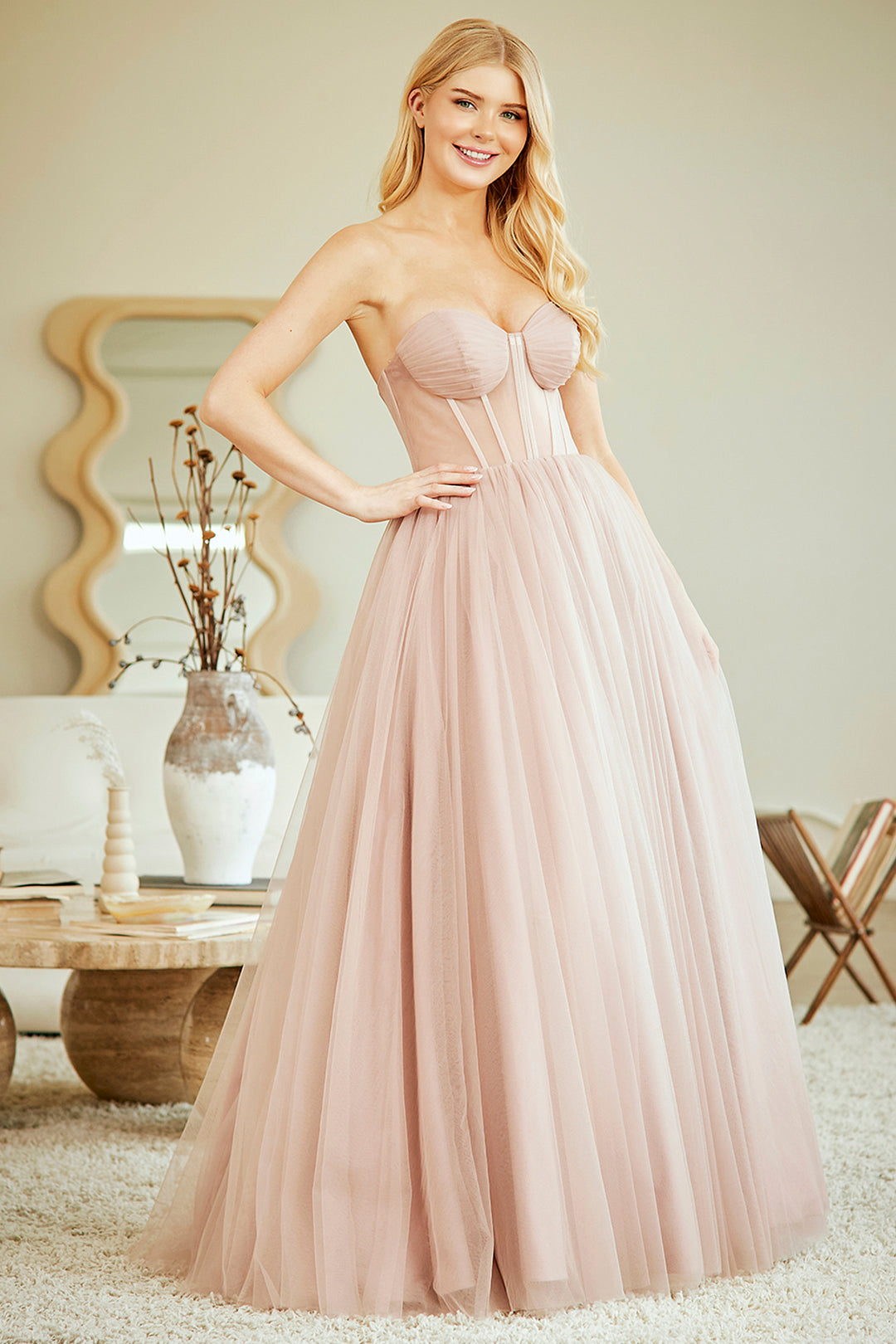 Strapless Corset A-line Gown by Amelia Couture 6202