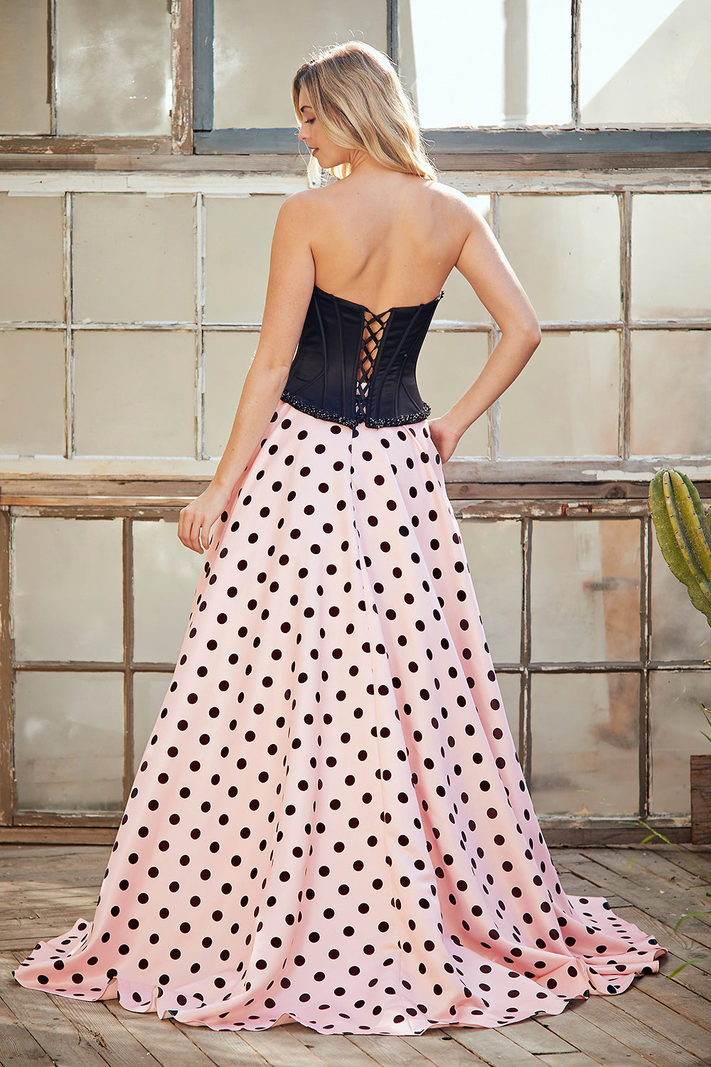 Polka Dot Strapless 2-Piece Gown by Amelia Couture 8071