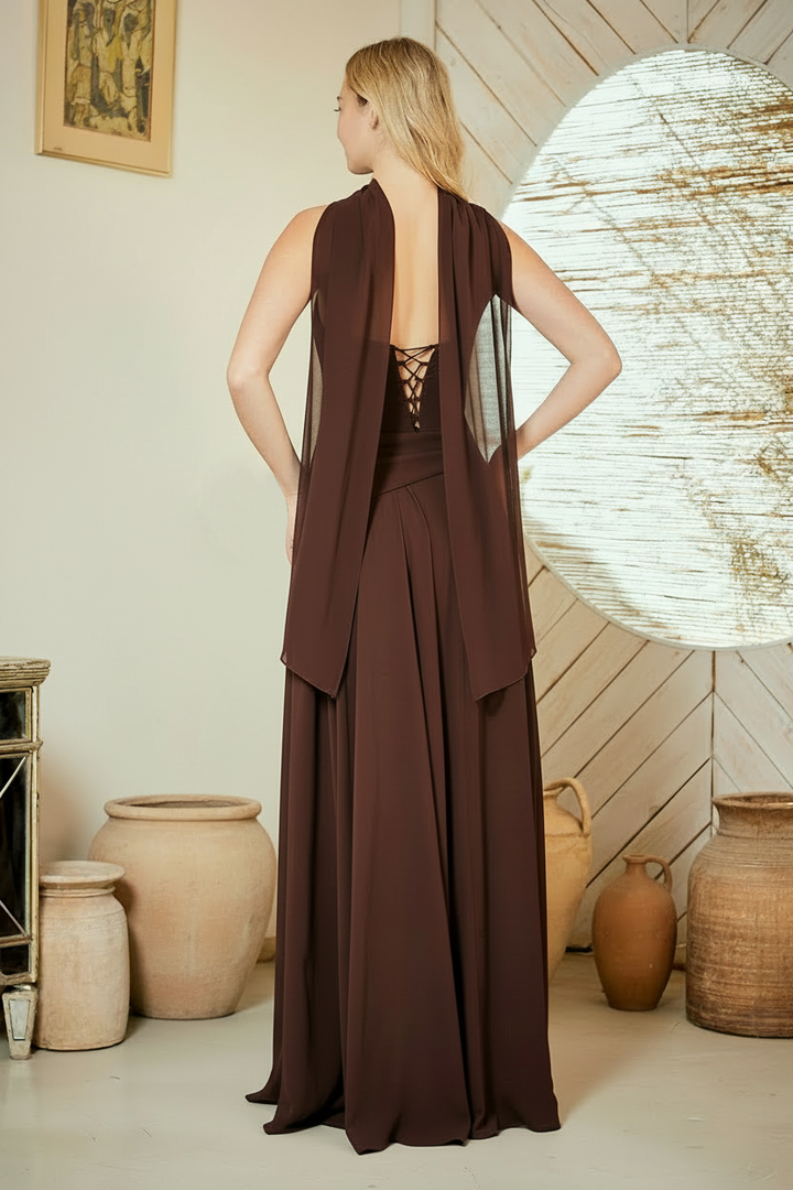 Strapless Scarf A-line Gown by Amelia Couture 6133