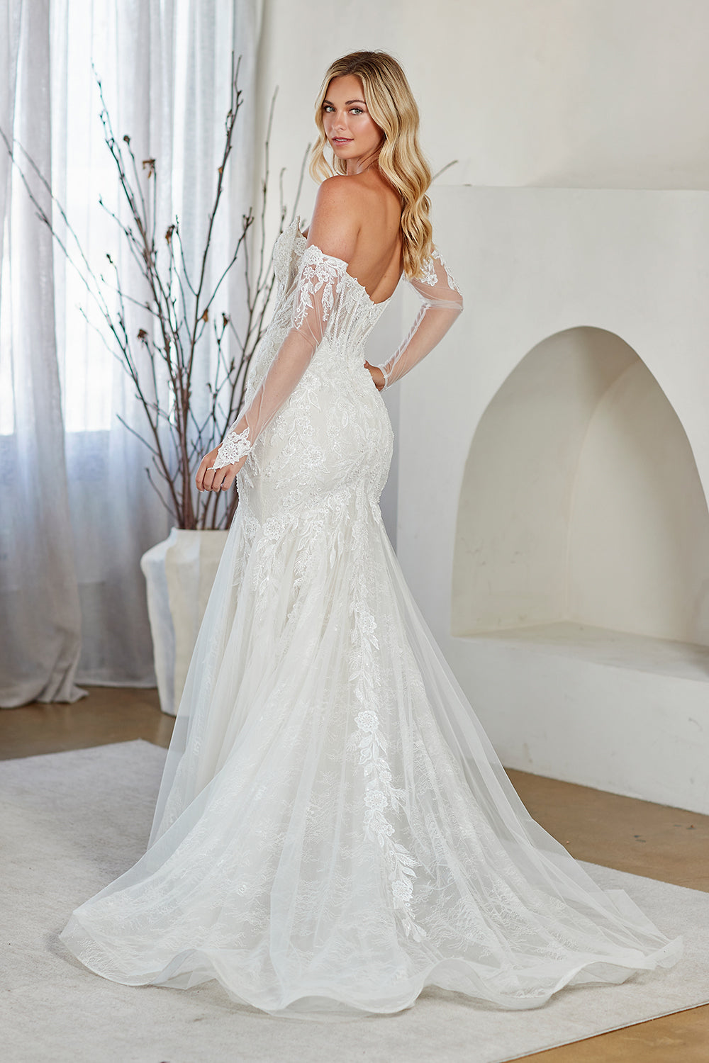 White Strapless Glove Gown by Amelia Couture 2155