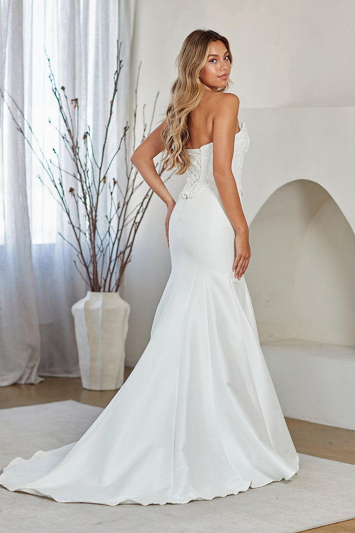 Applique Strapless Gown by Amelia Couture 8080