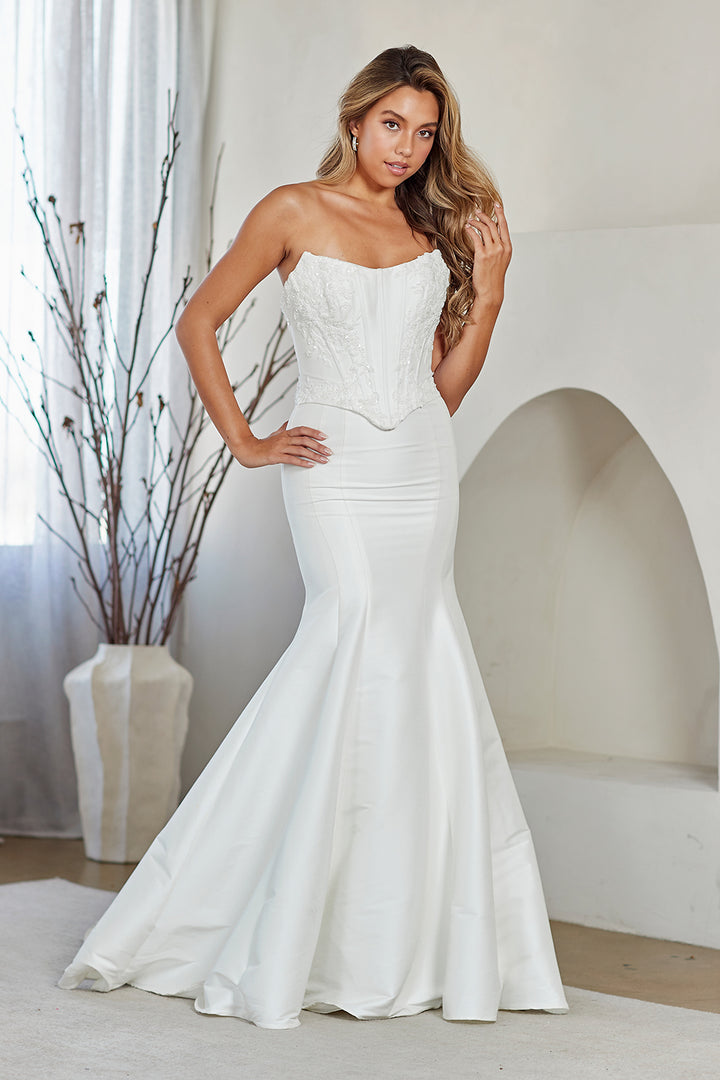 Applique Strapless Gown by Amelia Couture 8080