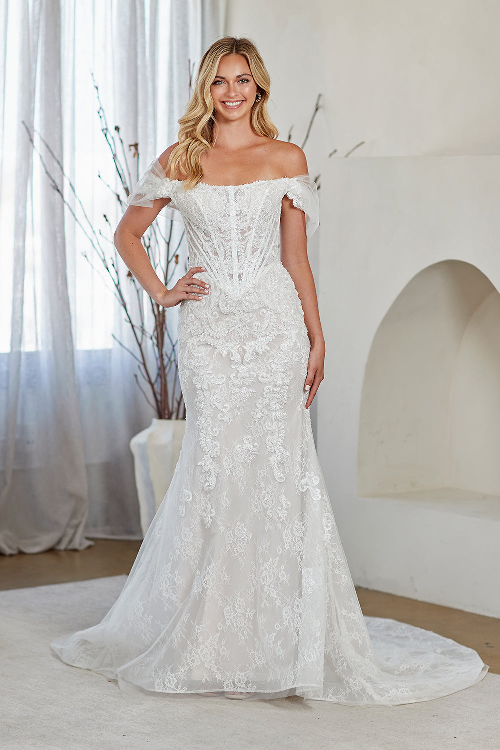 Applique Off Shoulder Bridal Gown by Amelia Couture 2153
