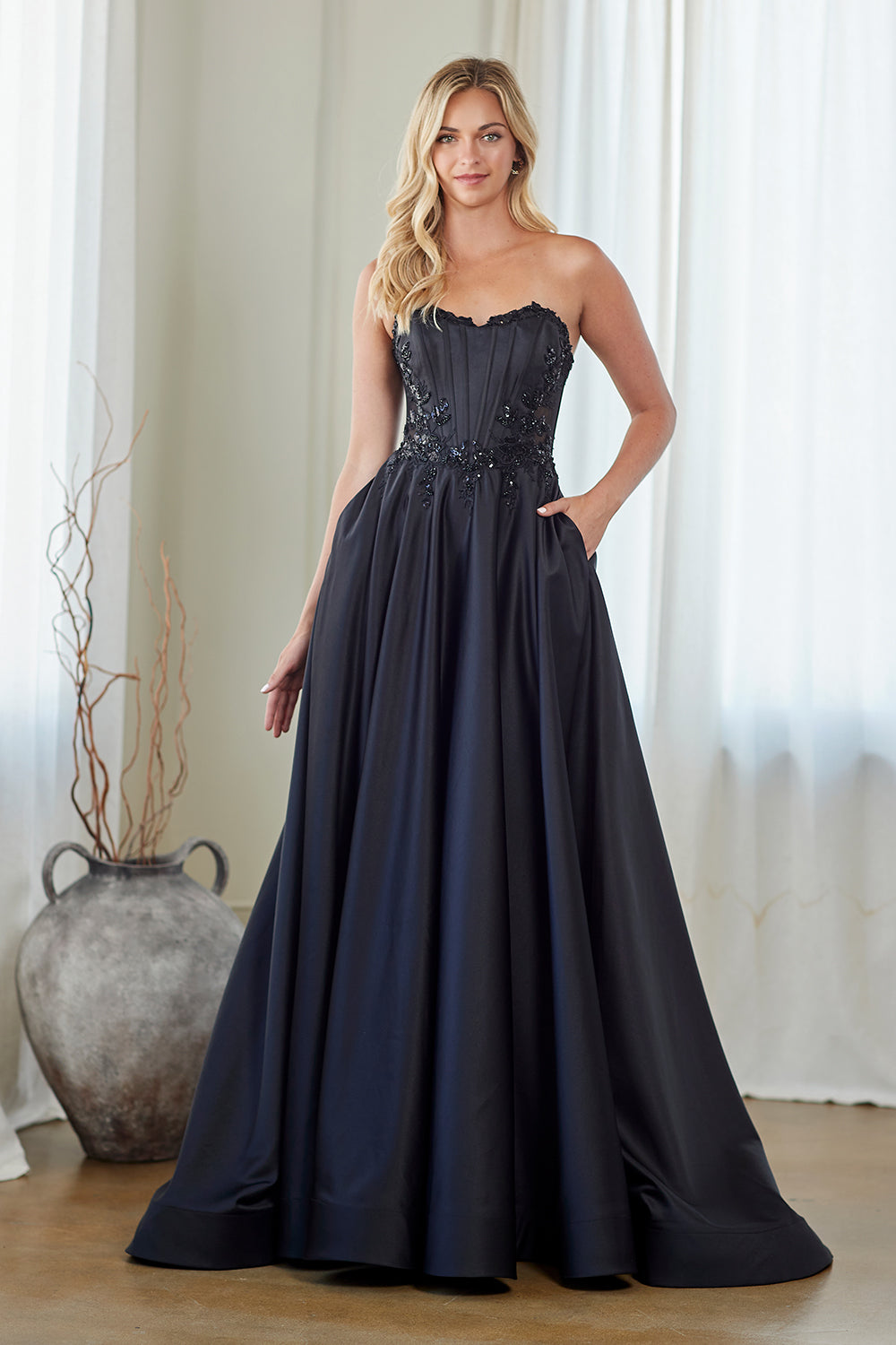 Jersey Strapless A-line Gown by Amelia Couture 7093